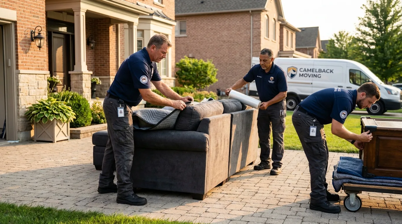 Large estate moving crew wrapping furniture in New Port Richey, FL