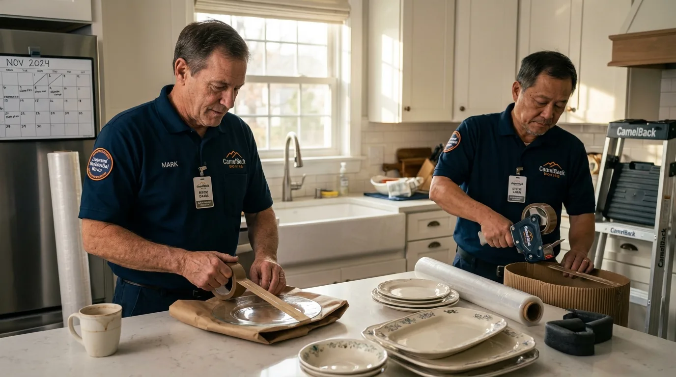 Professional crew packing kitchen dishware in New Port Richey, FL